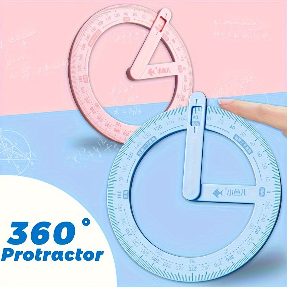 Matematika va geometriya uchun 360 darajaga buriladigan protractor to'plami, talabalar va o'qituvchilar uchun ta'lim vositasi