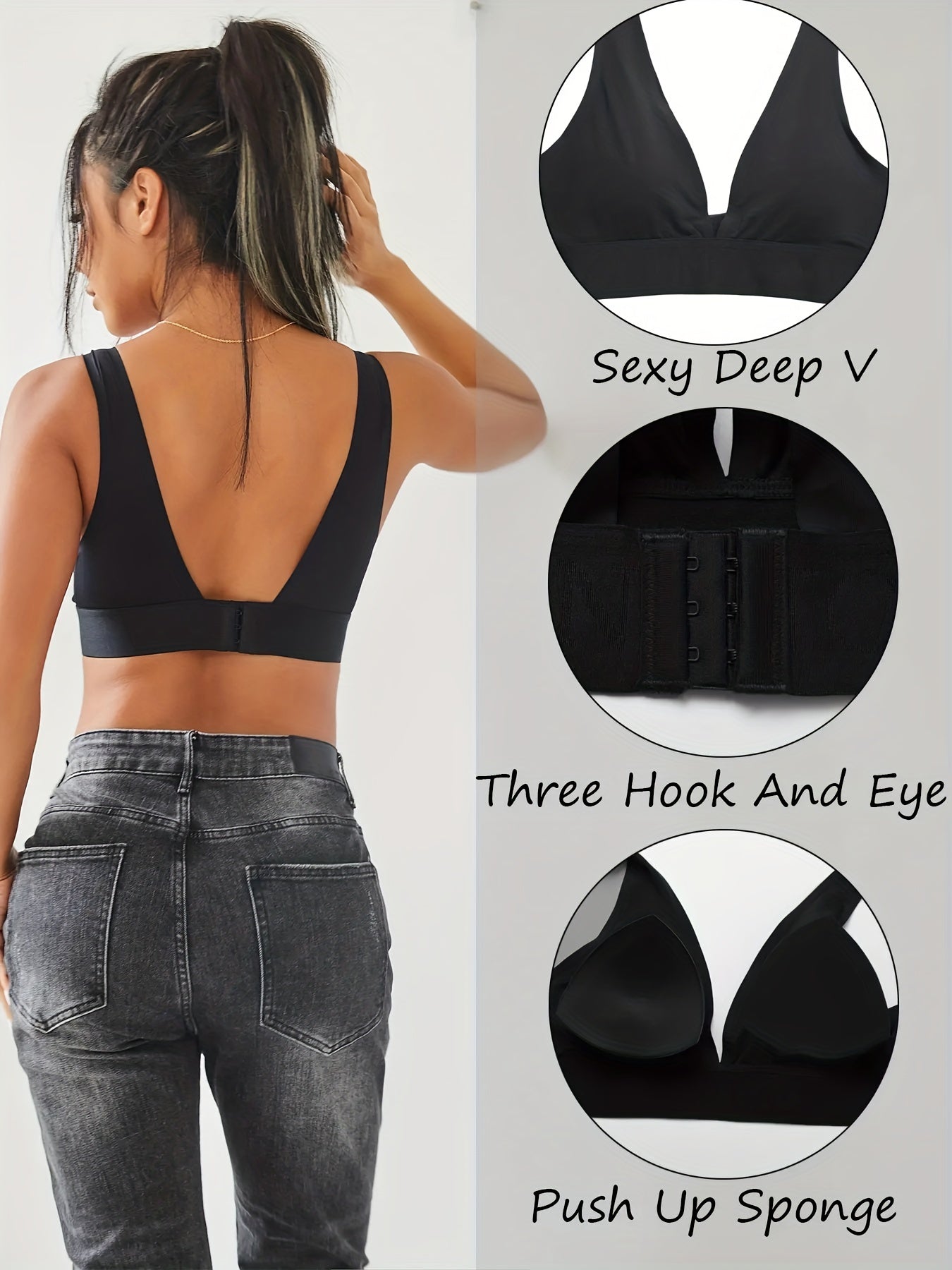 Women's Wireless Seamless Breathable Deep V Bra Underwear