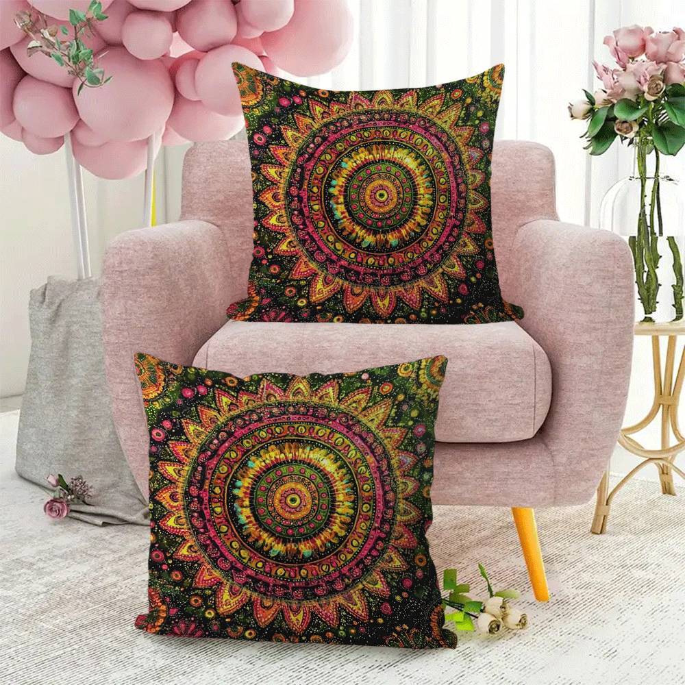 Bohemian Mandala Flannel Pillow Covers Set 45.72 cm Decorative Cushion Cases