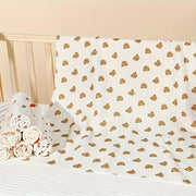 Kids Cotton Double-Layer Gauze Bath Towel with Heart Pattern and Compact Design