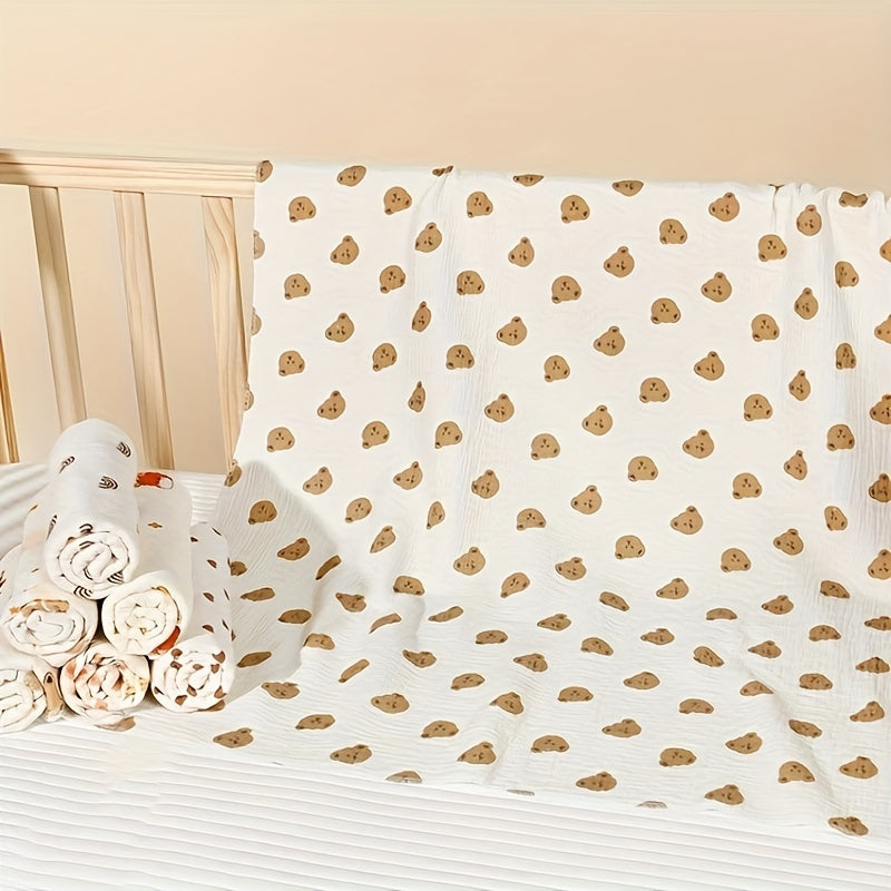 Kids Cotton Double-Layer Gauze Bath Towel with Heart Pattern and Compact Design