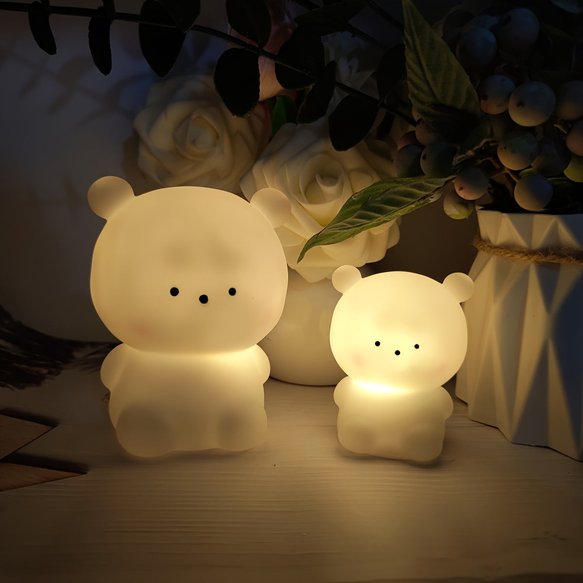 Luz nocturna LED en forma de oso alimentada por batería con control de palanca Juegos pequeños y grandes
