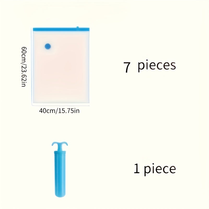 Набор из 6 вакуумных упаковок, идеально подходящих для хранения одежды и одеял, идеально для организации и легкого извлечения предметов. Включает вакуумные компрессионные пакеты и ручной насос.