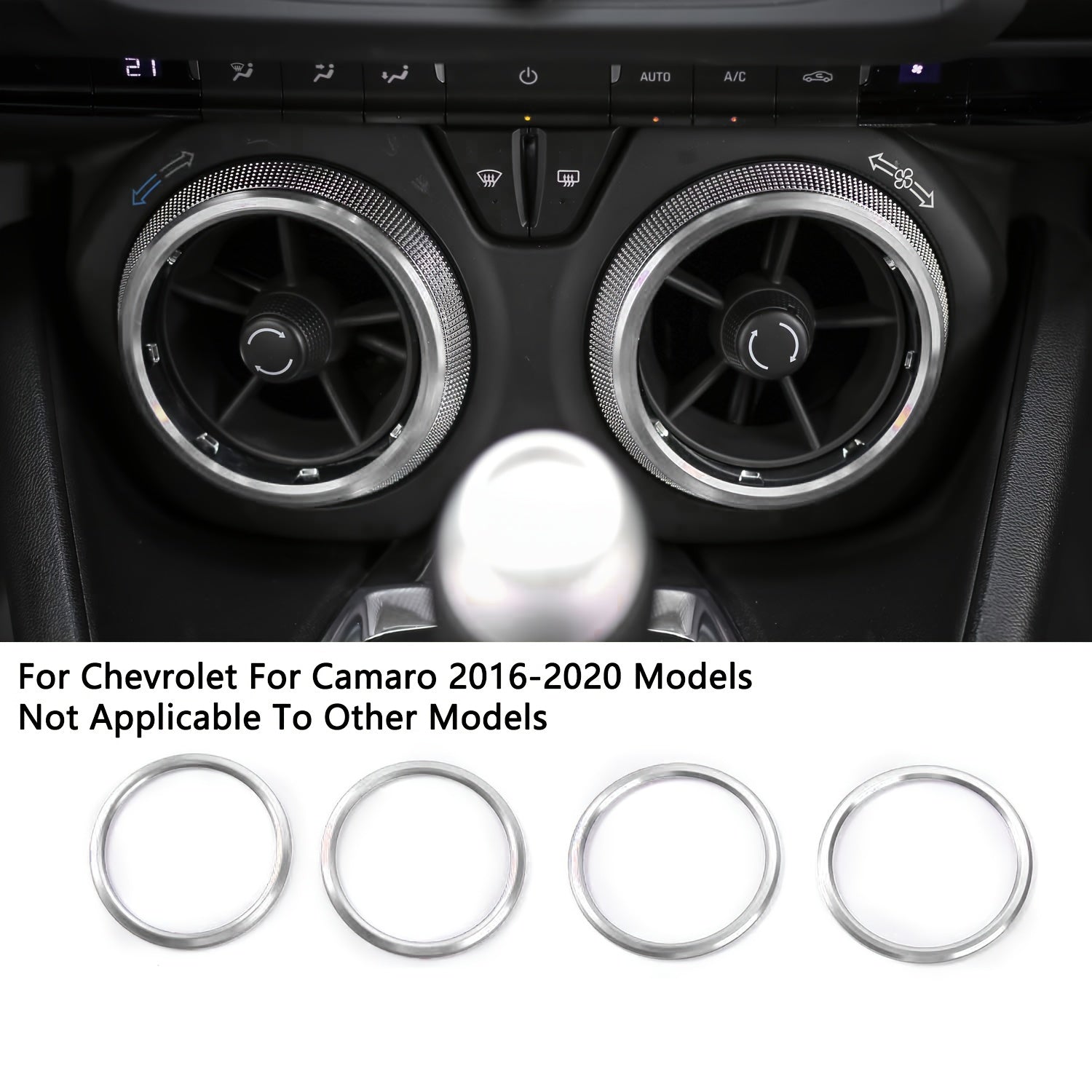 4pcs Aluminum Air Conditioner Knob Outlet Trim for Camaro 2016-2020