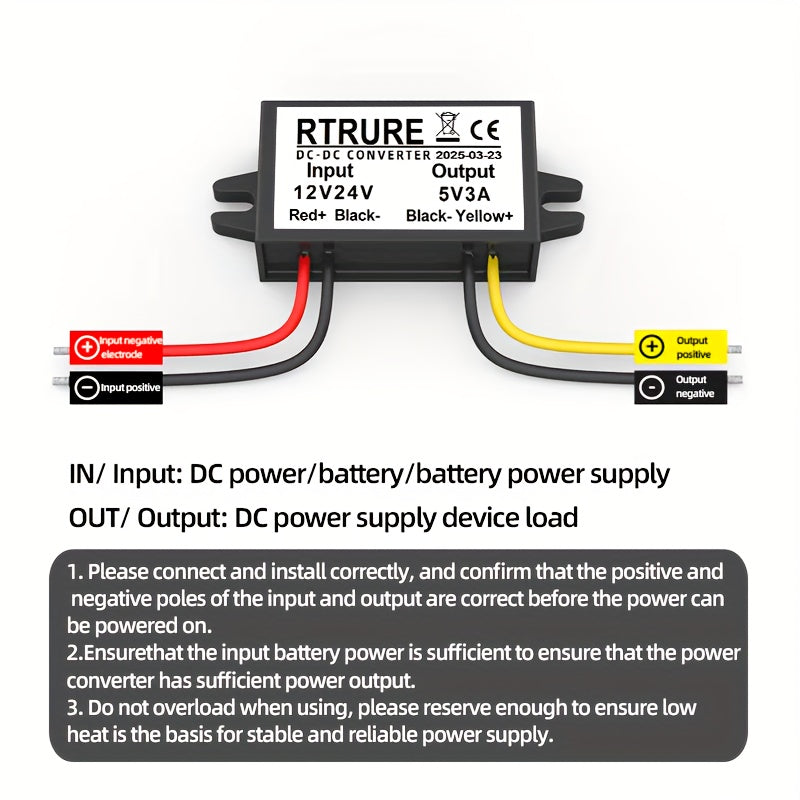 Adaptador de corriente para coche DC Convierte 12V/24V a 5V 3A Cargador de coche USB-C Micro USB