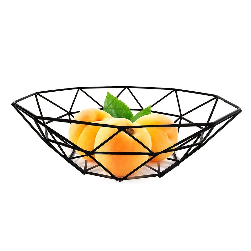 Black Wire Fruit Basket Nordic Style Mesh Iron Art Kitchen Decor Space-Saving Stackable Bowl