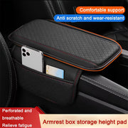 PU Leather Car Armrest Cushion Memory Foam Dual Storage Pockets Breathable Interior Accessory