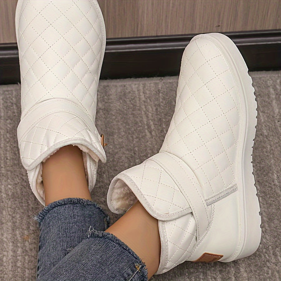 Women's Quilted Fleece-Lined Winter Snow Boots with Non-Slip Sole