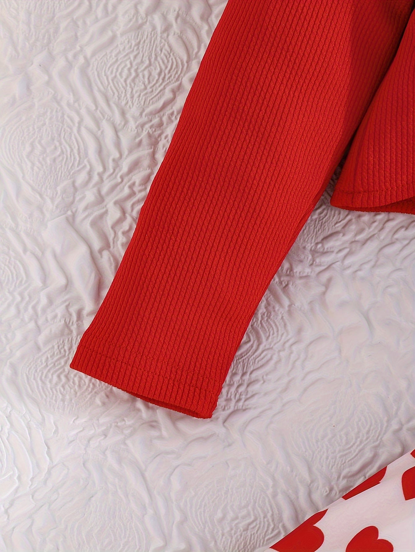 Girls' Valentines Day Outfit Set Long-Sleeved Cardigan and Sleeveless Sundress for Kids