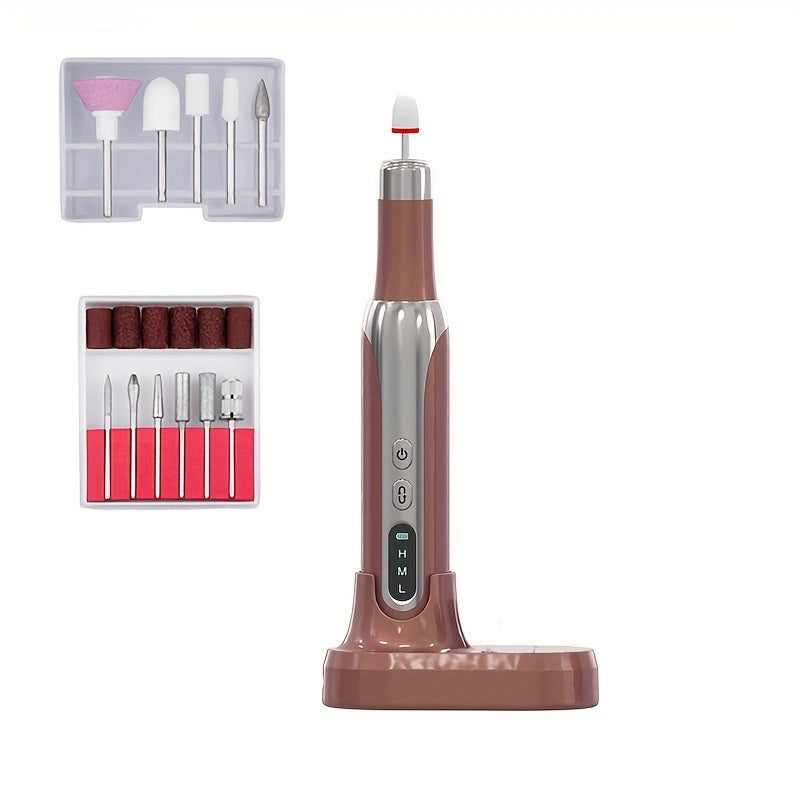 Portable Electric Nail Drill with USB Charging 3-Speed Low Noise Manicure Pedicure Tool