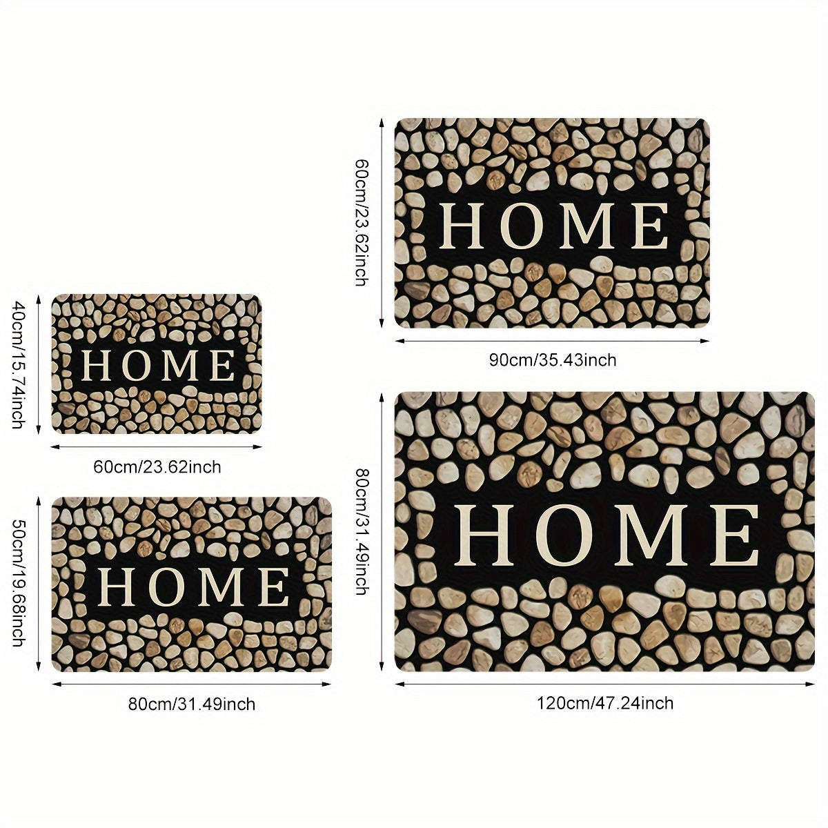 Letter Print Door Mat Non-Slip Polyester Rug for Laundry Kitchen Guest Room