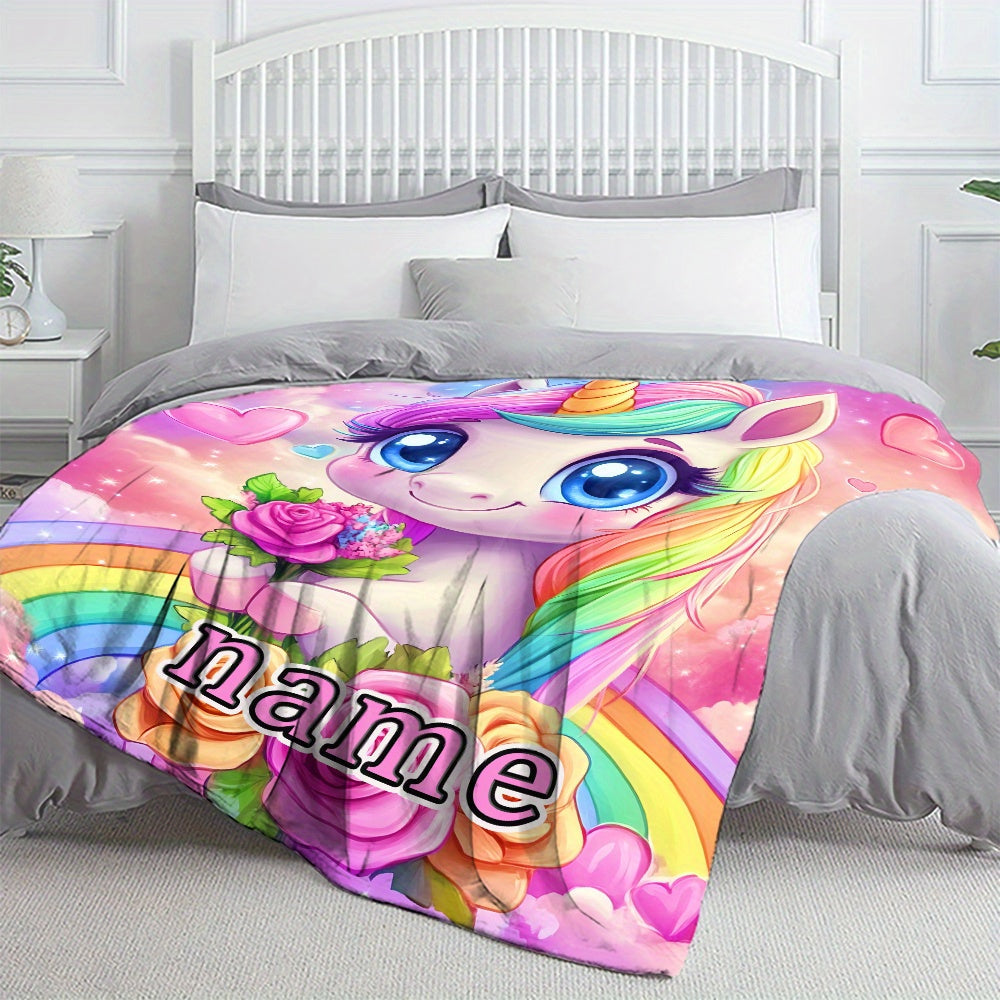 Personalized Mythical Creature Fleece Blanket Soft Cozy Gift for Sofa Bed Travel