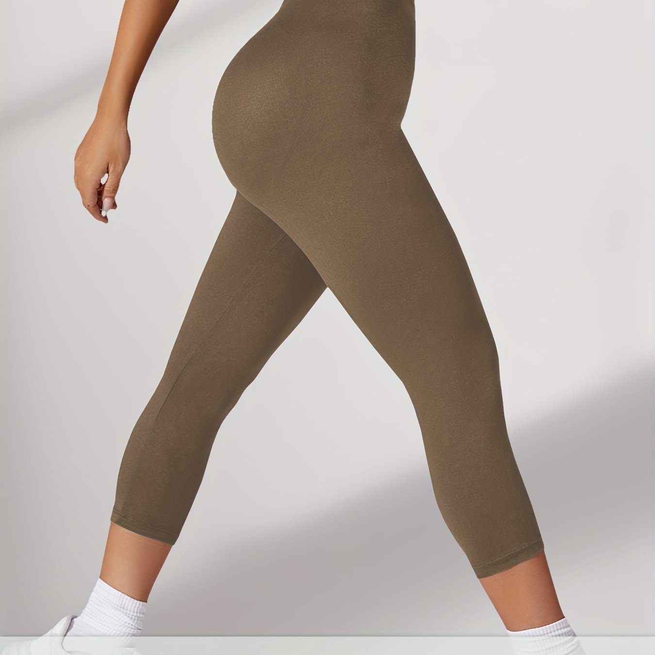 Plus Size Women's High-Stretch Soft Capri Leggings Athletic Yoga Workout Pants