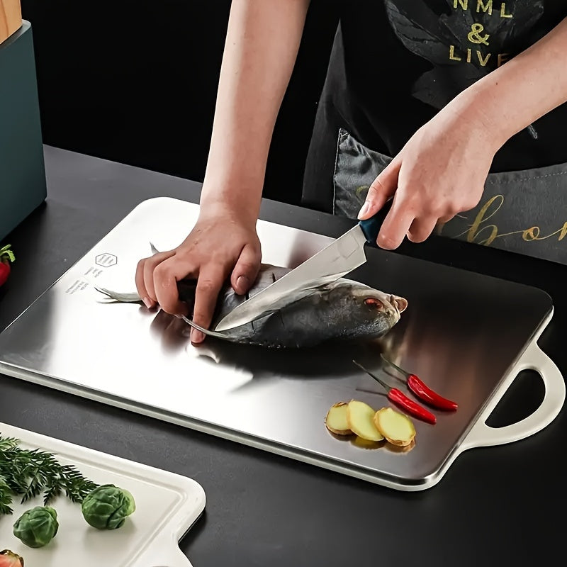 Stainless Steel Double-Sided Cutting Board Thick Durable Mold-Resistant for Kitchen Prep