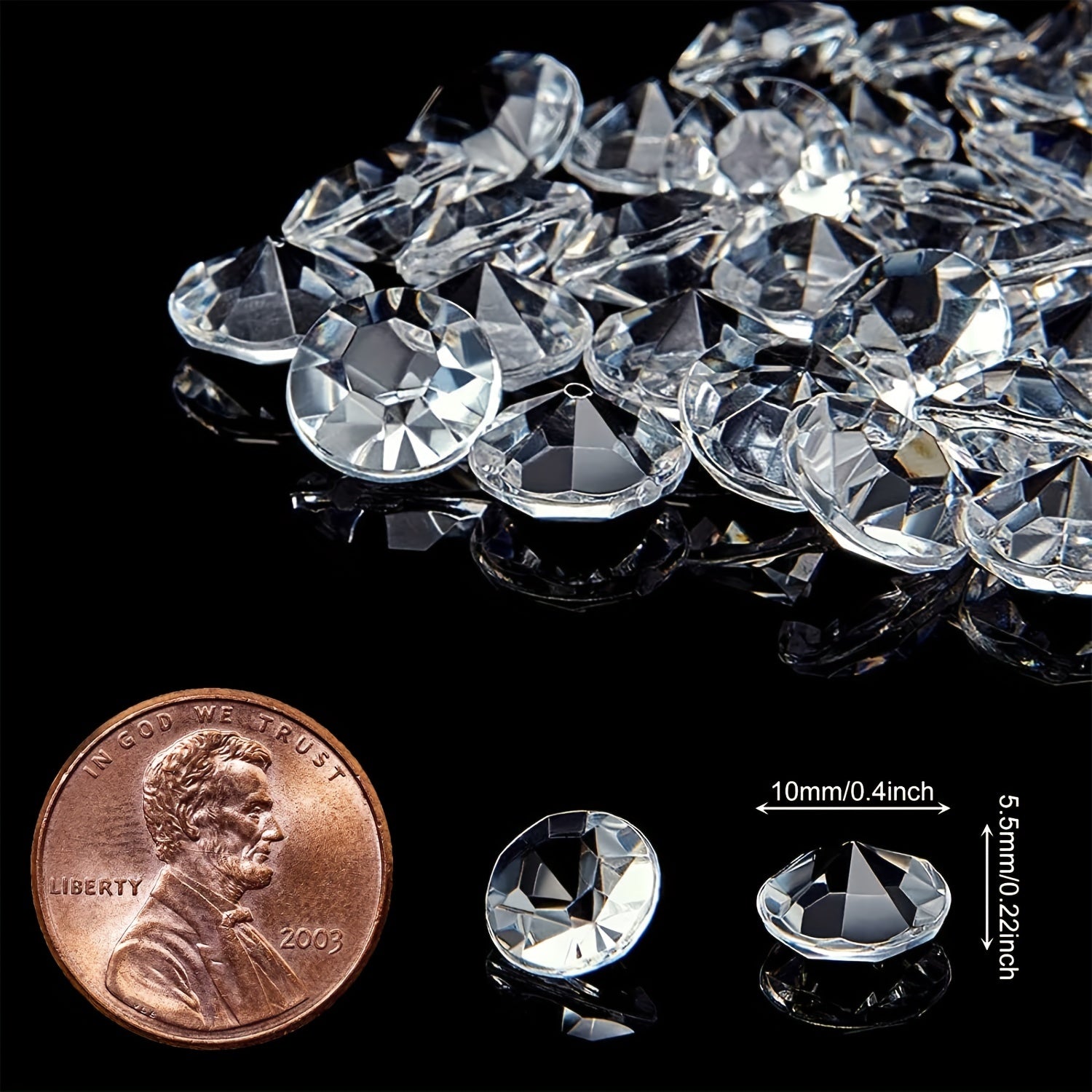 1000 Ochiq Olmos Kristalli Akril Taqdirlar 0.4 dyuym uchun to'y bezaklari va partiya sovg'alar