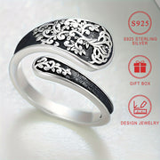 Vintage Bohemian uslubidagi 3D tekstura Hayot daraxti bantli zargarlik S925 Sterling Silver qoshiq halqasi, gippoallergen va ayollar uchun mukammal. Sovg'a qutisi bilan birga keladi, sovg'a berish uchun ideal.