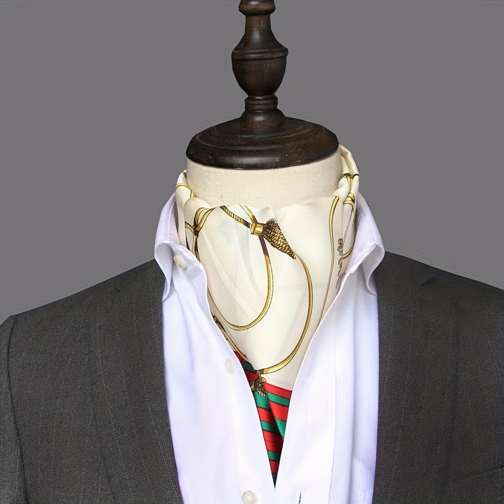 Men's Vintage Twill Scarf with Printed Double Layer for Business and Casual Wear