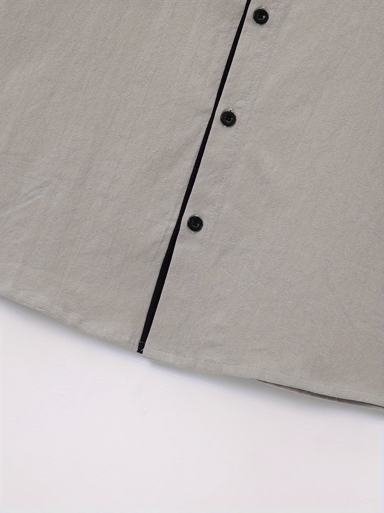 Men's Cotton Linen Patchwork Dress Shirt with Lapel Collar for Formal Events