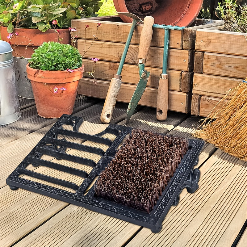 Vintage Cast Iron Shoe Scraper with Brush Heavy Duty Boot Cleaner Outdoor