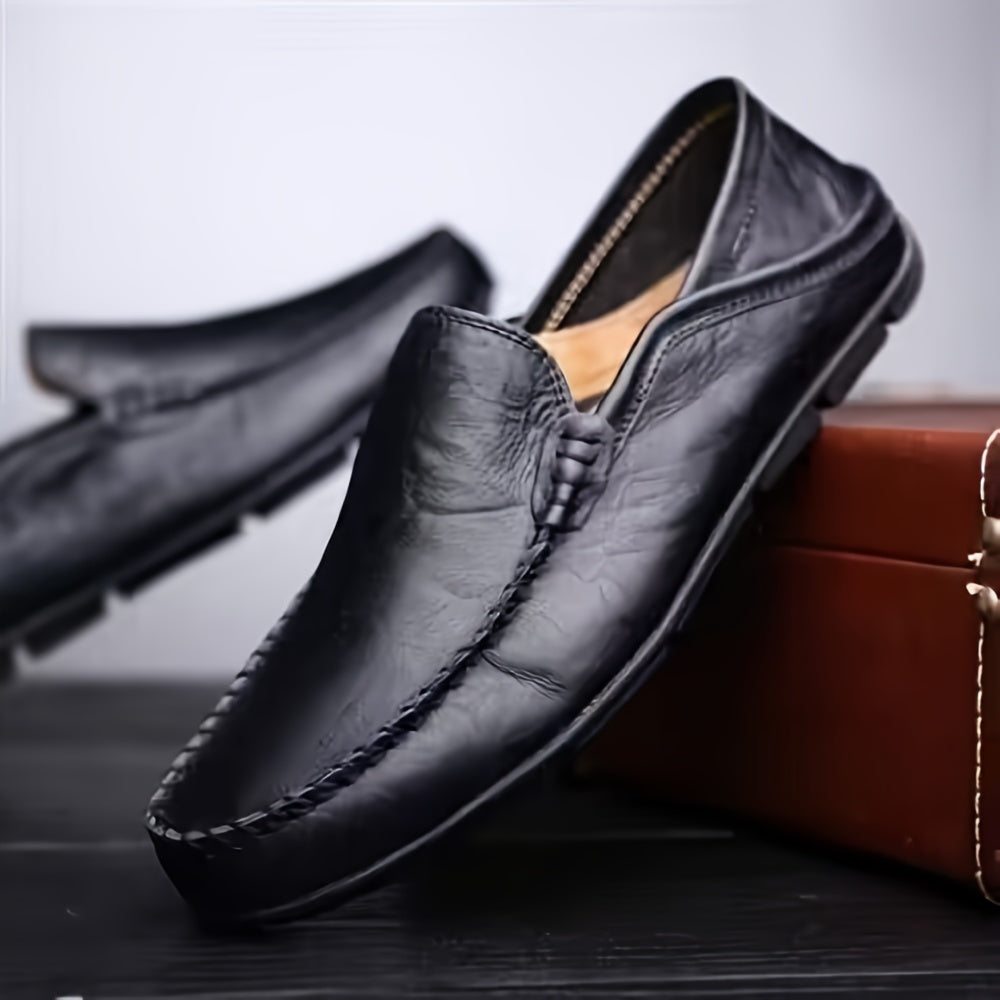 Men's Plus Size Slip-On Loafers Faux Leather Rubber Sole Round Toe All-Season