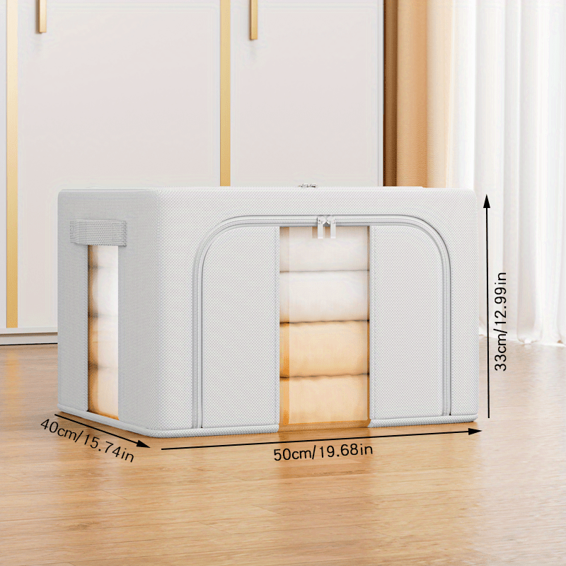 Oxford Fabric Storage Box with Visible Windows Zipper Large Capacity for Clothes and Blankets