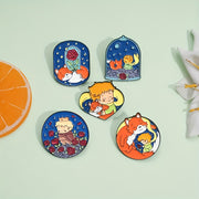Ayollar va bolalar uchun 9 ta Alloy Enamel Cartoon Pins Fairy Tale Brooches to'plami
