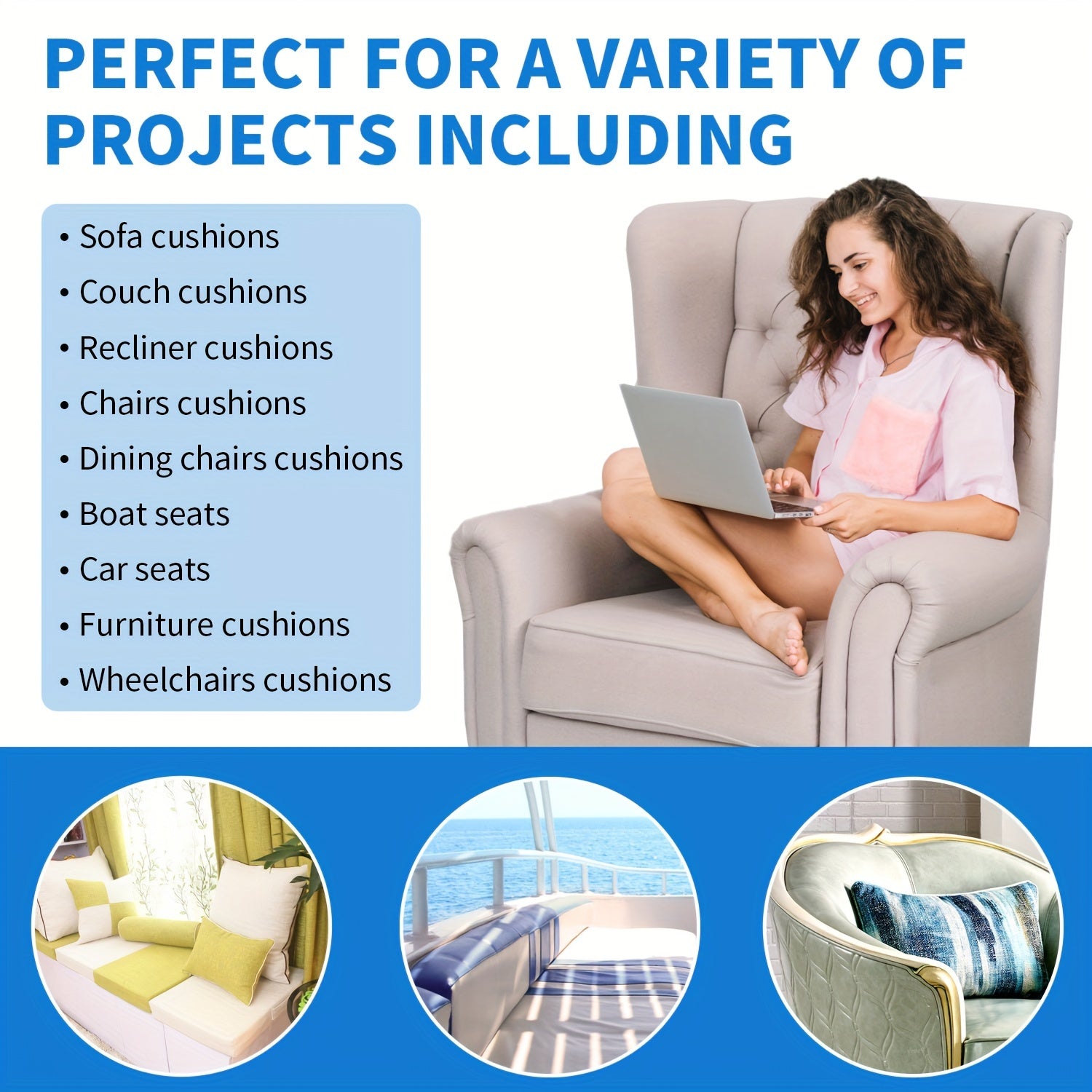 "Ovqatlanish stullari va aravachalar o'rnini bosuvchi kvadrat yuqori zichlikdagi to'shak ko'rpasi, o'lchamlari 49.99 sm X 49.99 sm X 5.08 sm, narxi $49.99"