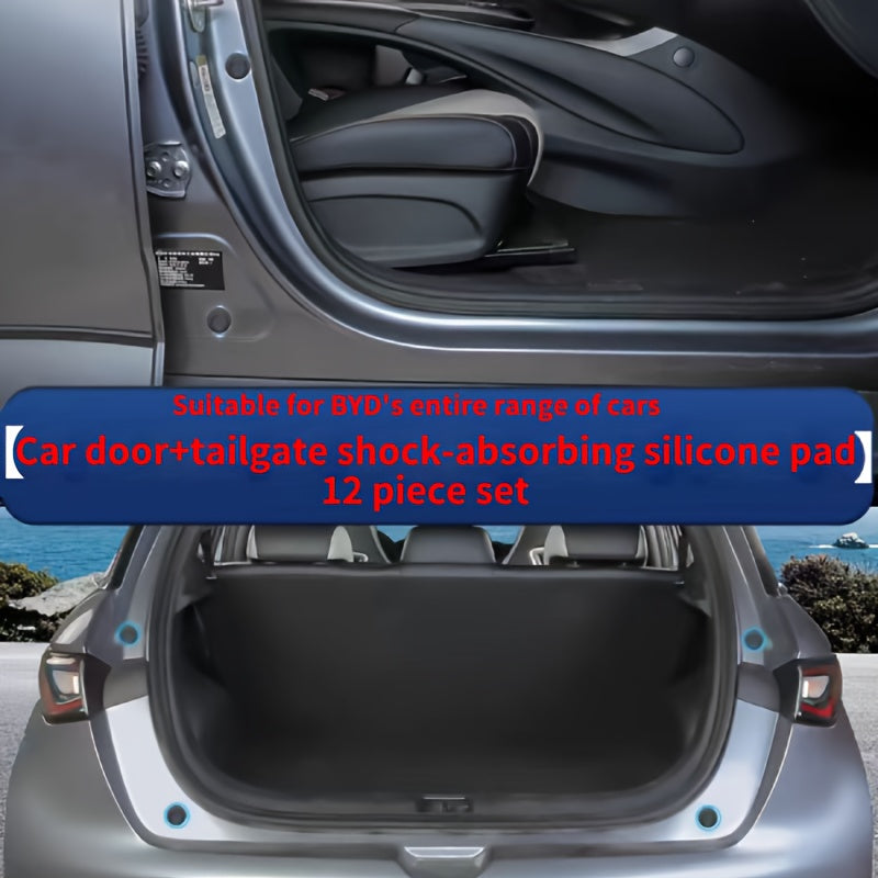 12 Pieces Silicone Car Door Shock Absorbers Anti-Collision Padding for Doors and Tailgate