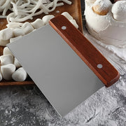 Stainless Steel Square Dough Cutter with Wooden Handle for Baking and Cooking