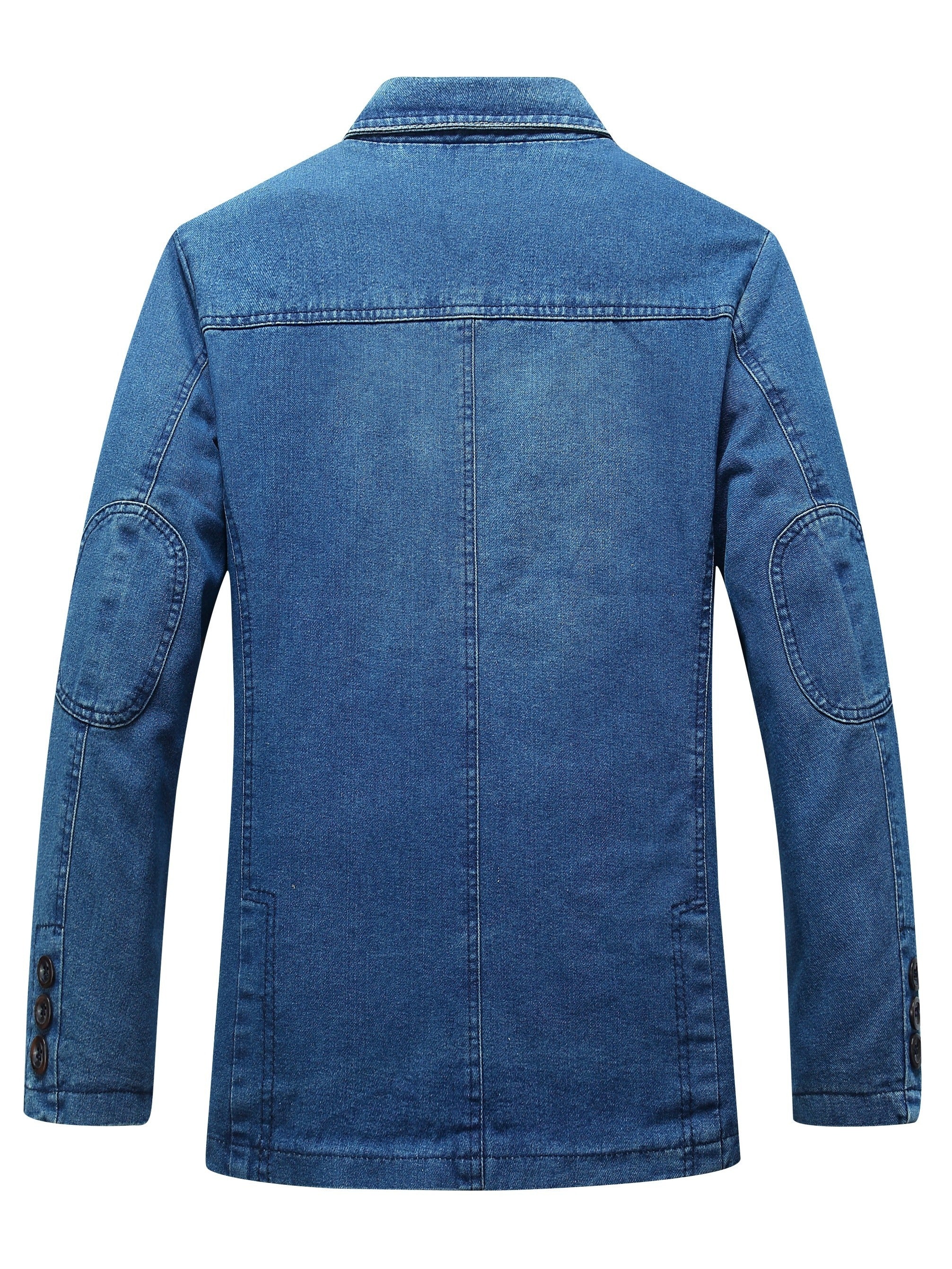 Men's Denim Blazer Casual Long Sleeve Single Breasted Lapel Patch Solid Color Loose Fit