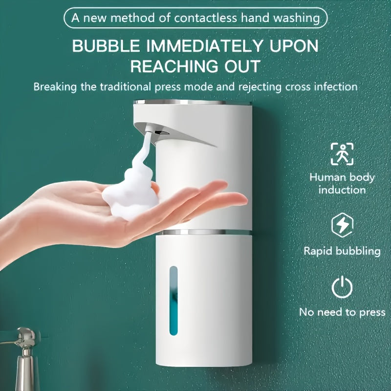 380mL White Touchless Automatic Soap Dispenser Wall Mount USB Rechargeable