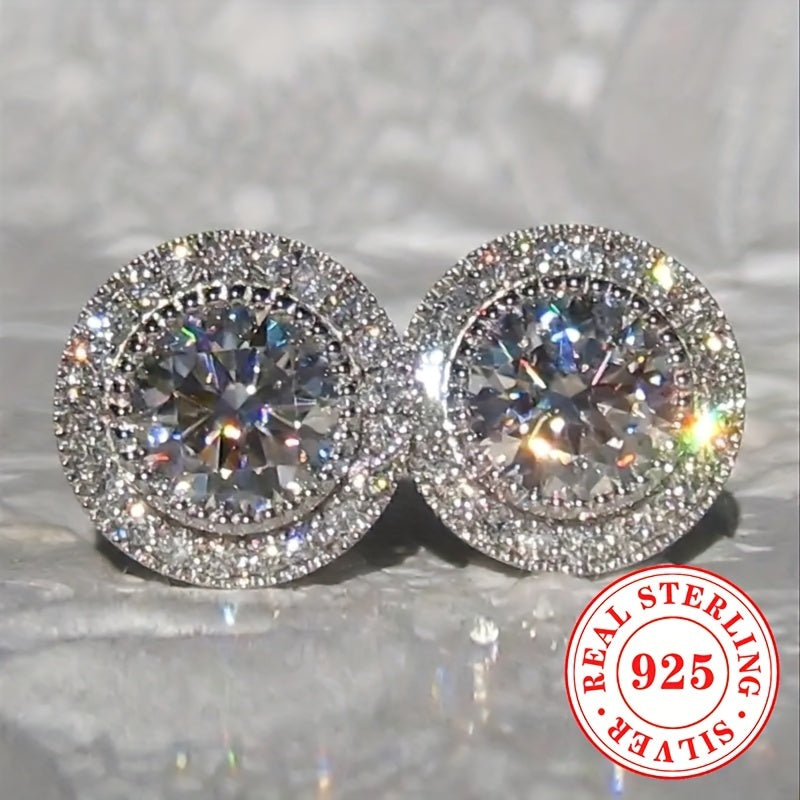 Sterling Silver Earrings for Women Zirconia Wedding Party Jewelry