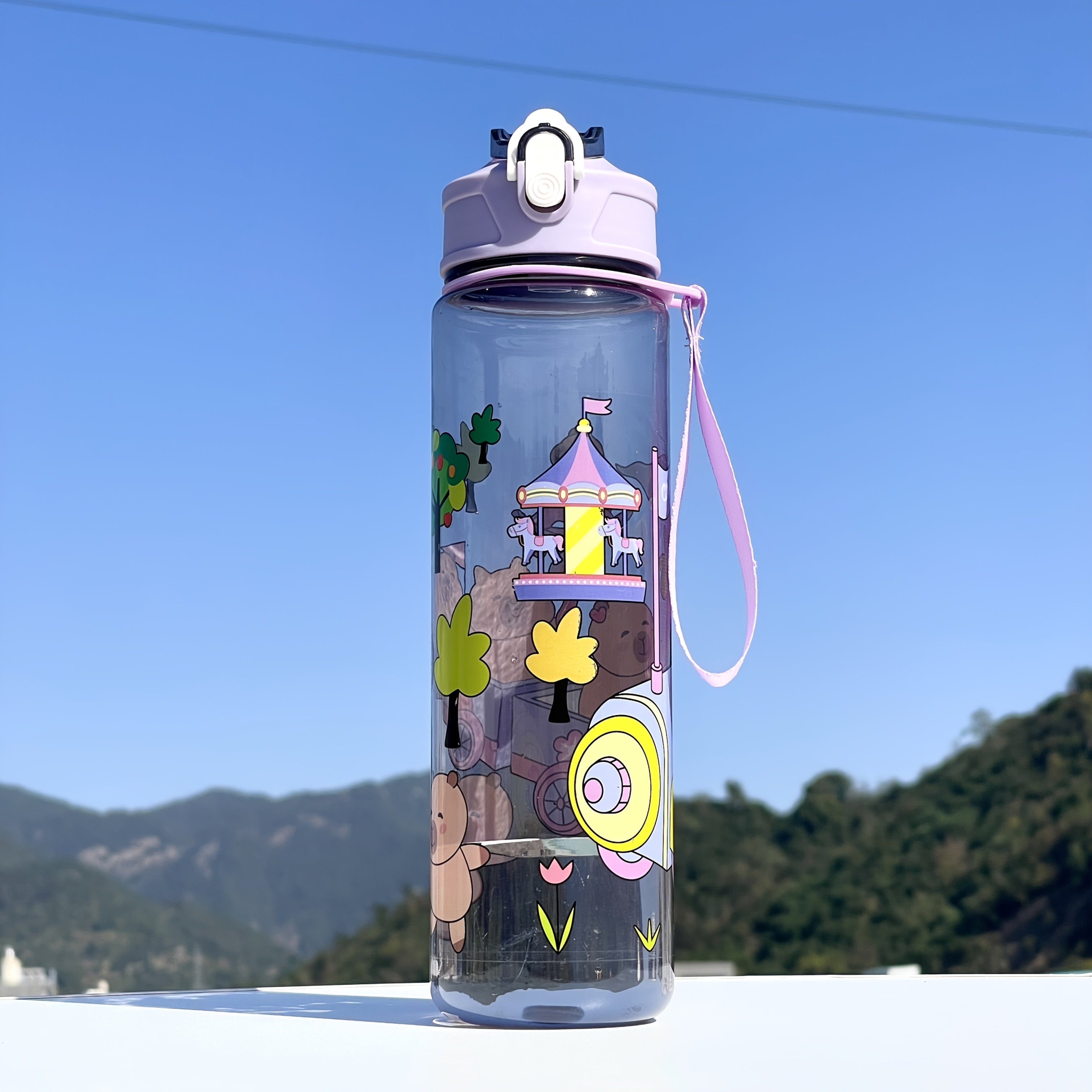 Large Sports Water Bottle with Whimsical Designs Durable Portable for Outdoor Activities