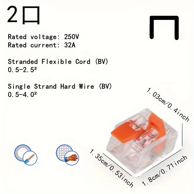 30pcs Transparent Wire Connectors Kit Quick Connect Lever Nut Reusable Electrical Terms