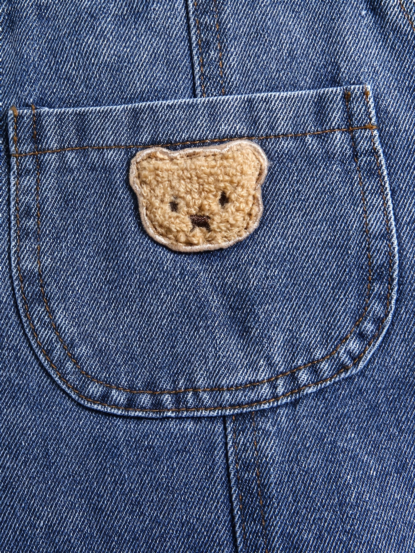 Boys Denim Overalls Set with Bear Design Casual Spring Fall Machine Washable Kids 0-3 Years