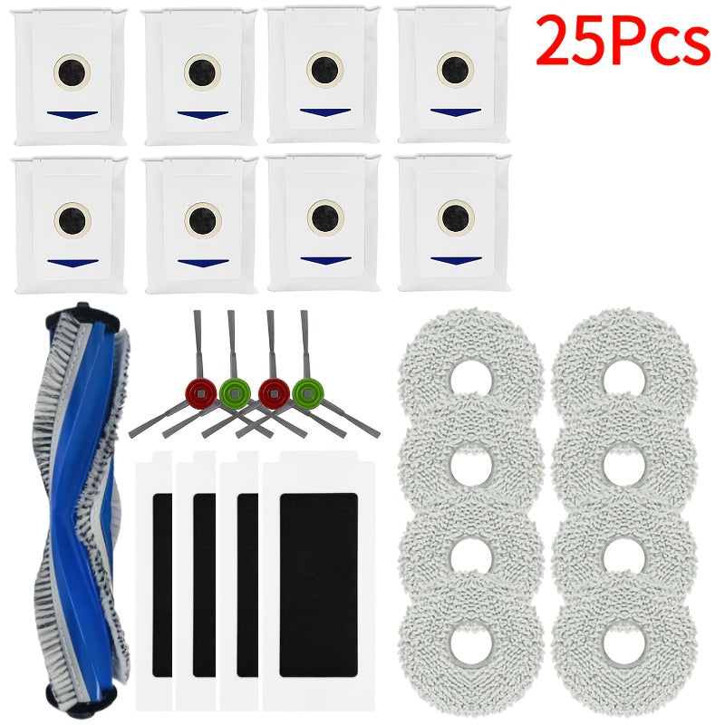 25pcs Robot Vacuum Accessories Set for ECOVACS T30 OMNI & T30 PRO Main Side Brush Filter Mop Dust Bag