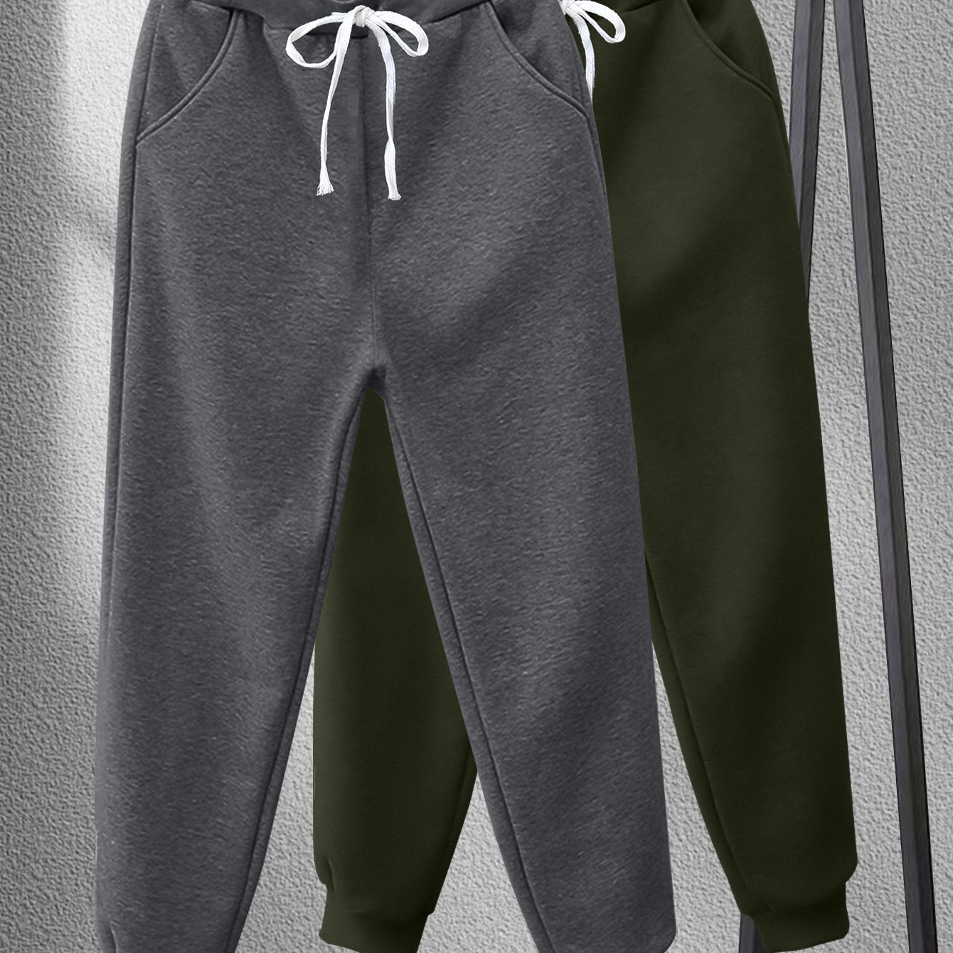 Men's Casual Sports Trousers Large Sizes Polyester Regular Fit Solid Color