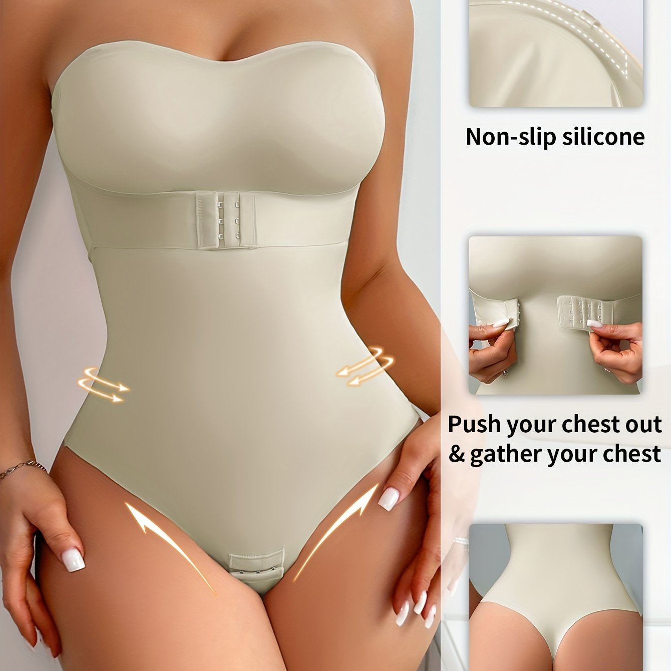 Braless Shaping Bodysuit with Hip Liner for Body Contouring and Seamless Fit