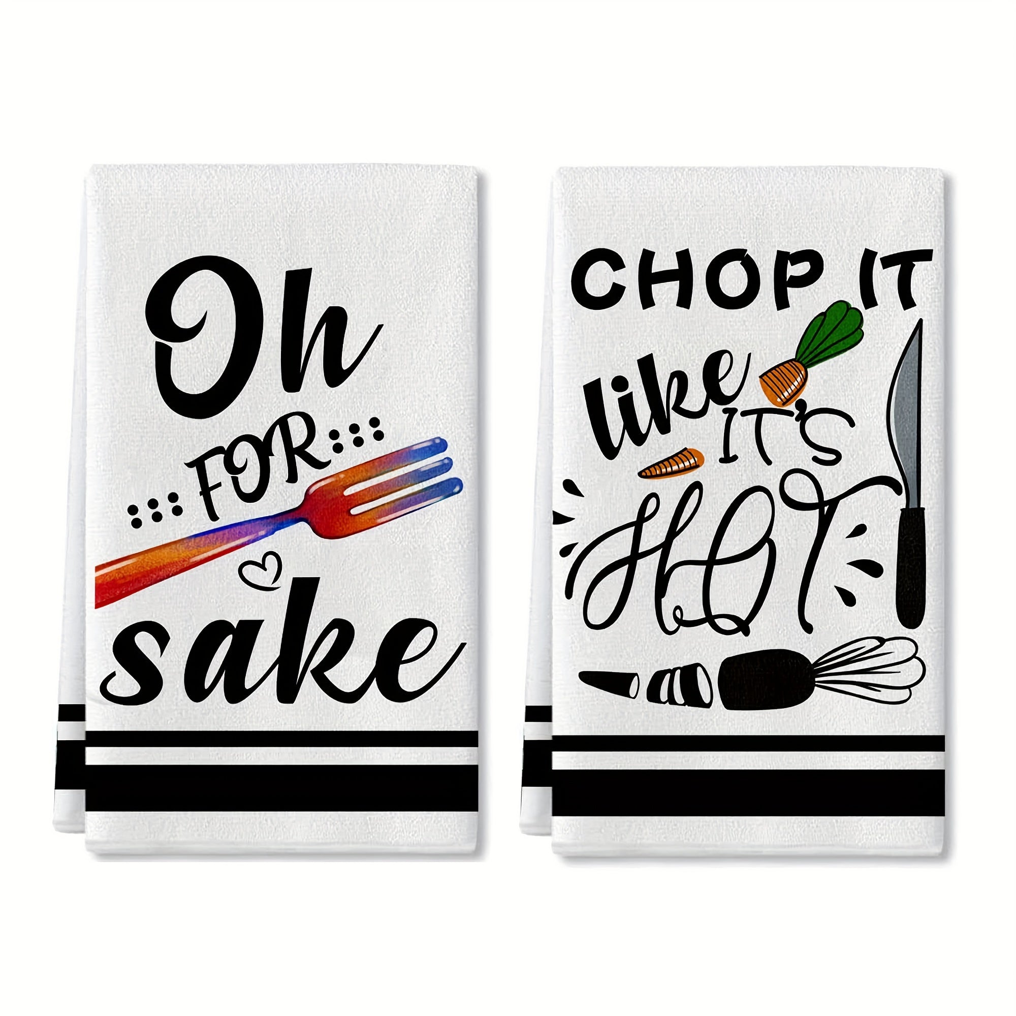 Funny Kitchen Towels Set with Sayings Egg Beater and Rolling Pin Design Absorbent Dish Drying Towels for Cooking and Baking