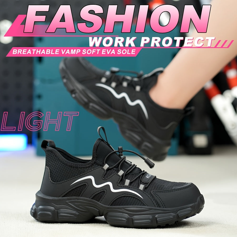 Women’s Breathable Steel Toe Safety Shoes Puncture-Resistant Work Sneakers Pink