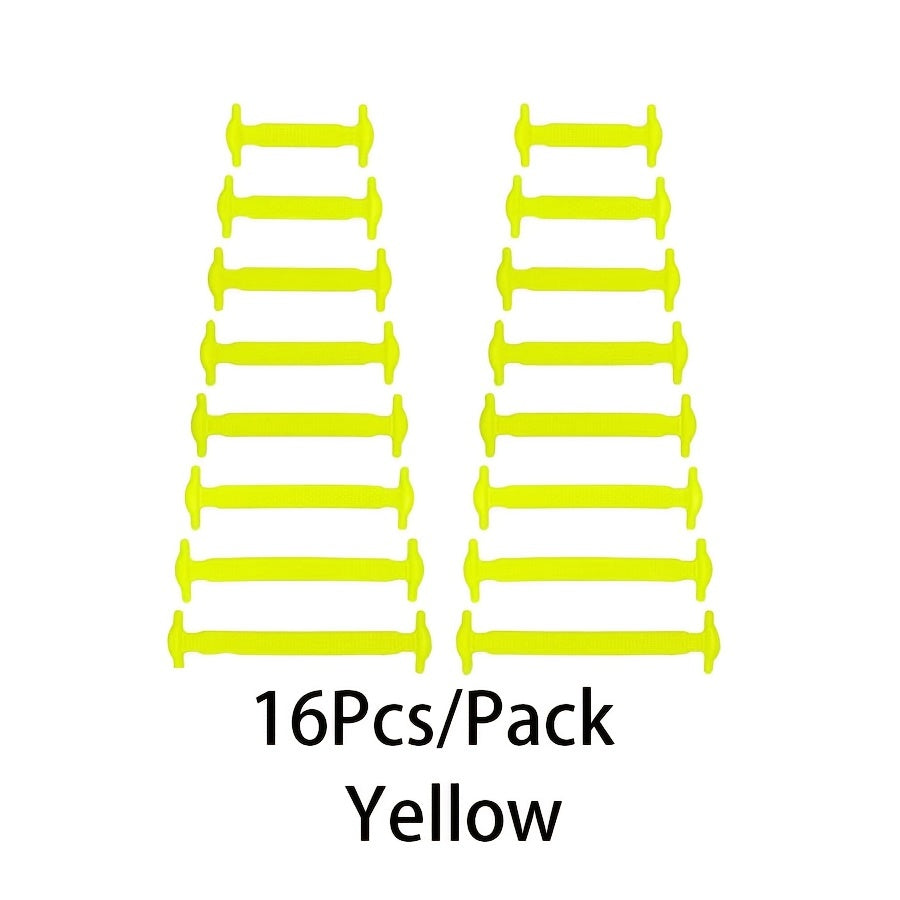 16pcs High Elastic Silicone Lazy Shoelaces for Sneakers, No-Tie, Convenient
