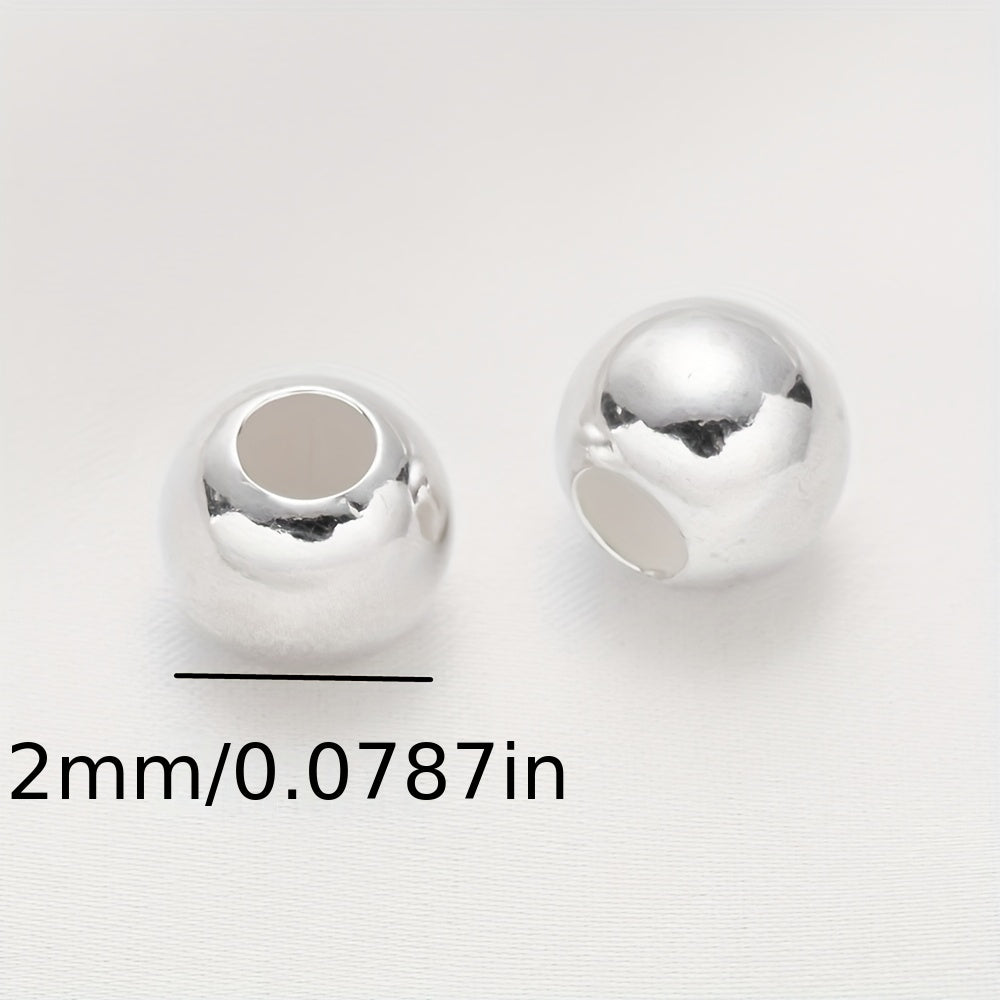 Set of 100 Sterling Silver Round Spacer Beads 2mm for Jewelry Making