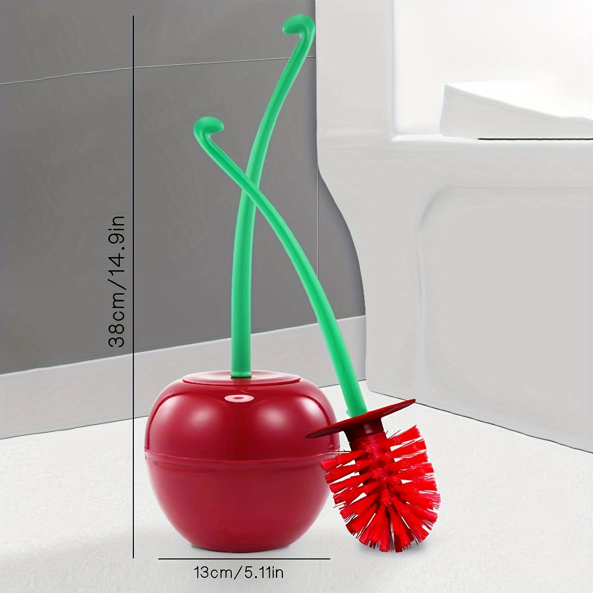 Cherry-Shaped Toilet Brush with Long Handle and Soft Bristles for Bathroom Cleaning