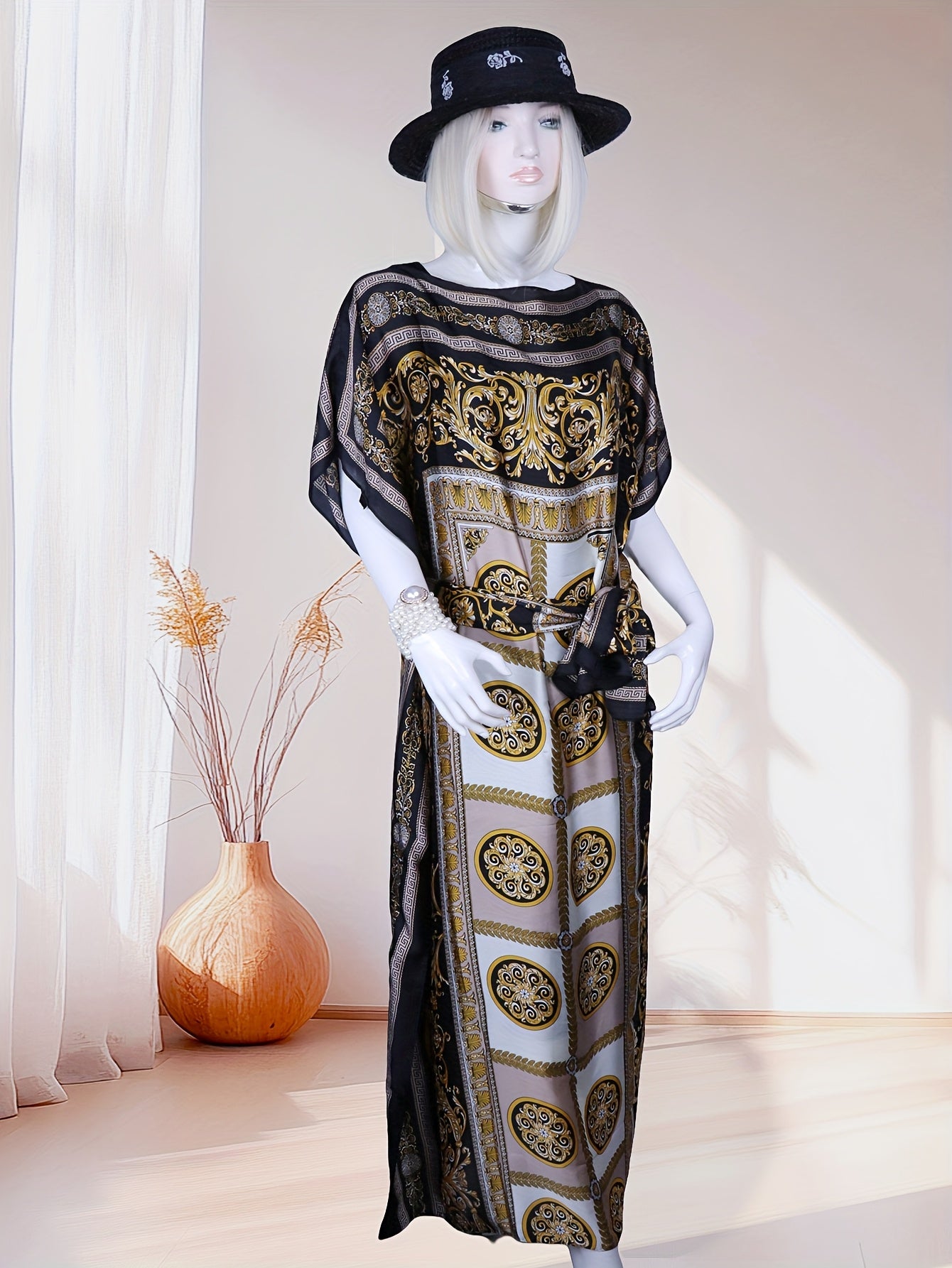 Plus-Size ayollar uchun uzun ro‘ba plyaj kiyimlari bosma yozgi kundalik