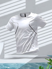 Men's Quick-Dry Athletic T-Shirt with Gradient Design for Gym Running and Sports