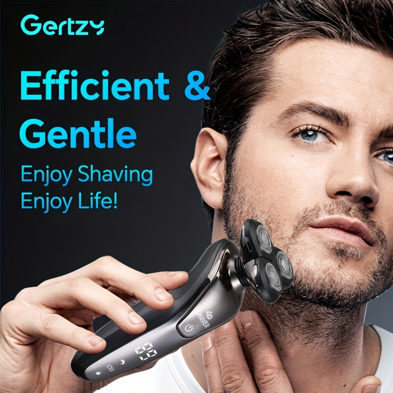 Afeitadora eléctrica para hombres con recortadores de nariz y patillas, cepillo de limpieza facial, cuchillas de acero inoxidable, recargable, más de 60 minutos de autonomía