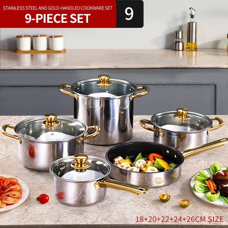 9-Piece Non-Stick Cookware Set with Frying Pan and Stock Pots for Home Kitchen