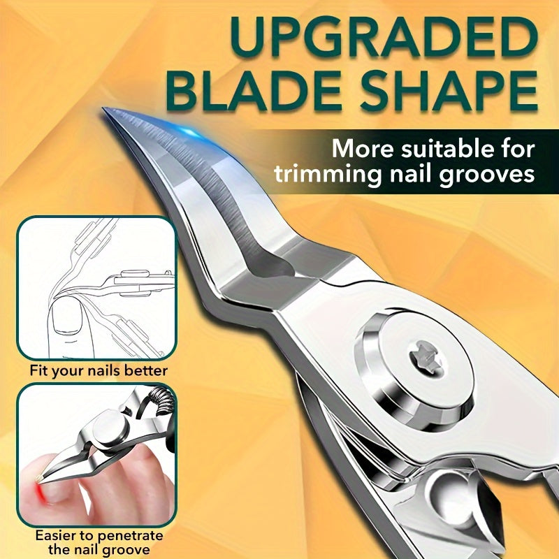 Stainless Steel Toenail Clippers for Thick Nails, Curved Blade, Professional