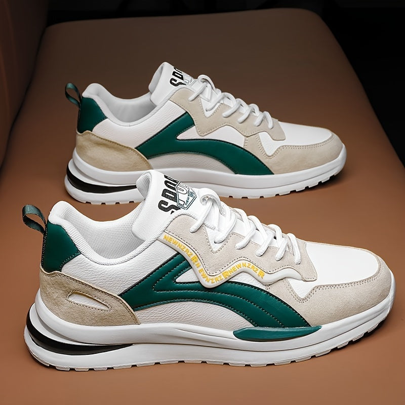 Men's Colorful Block Skate Shoes Casual Lace-Up Sneakers for Street Style Outdoor Activities