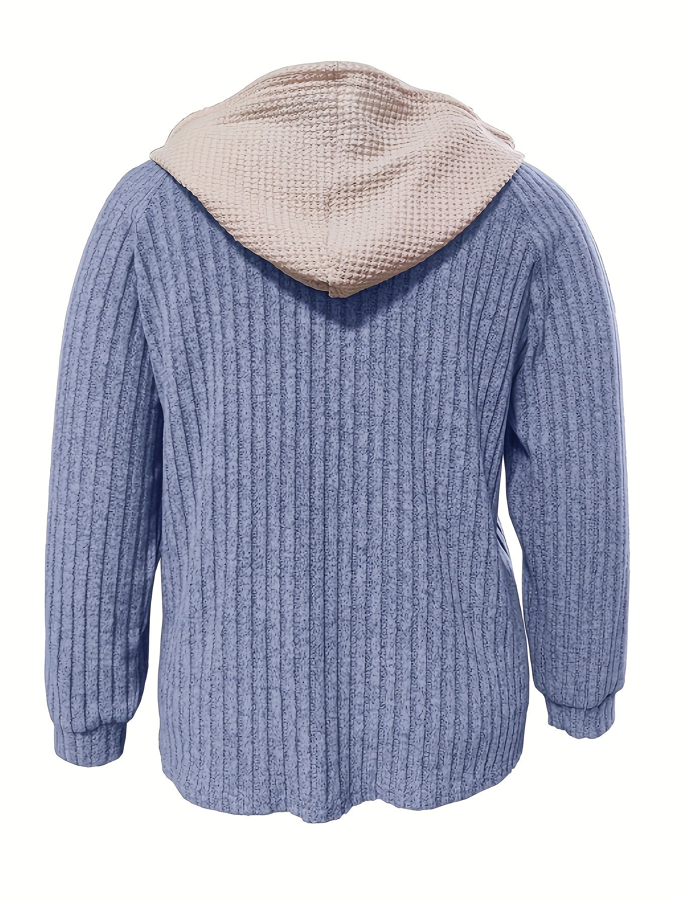 Women's Plus-Size Hooded Sweatshirt with Ribbed Cuffs and Contrast Lining